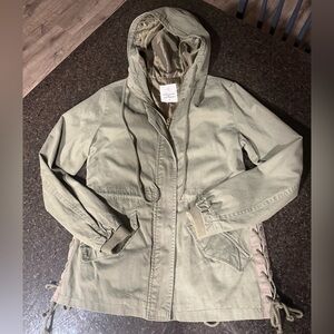 forever Flower Olive Utility Jacket with Hood